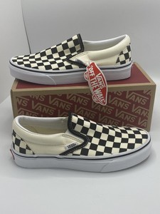 checkered white slip on vans