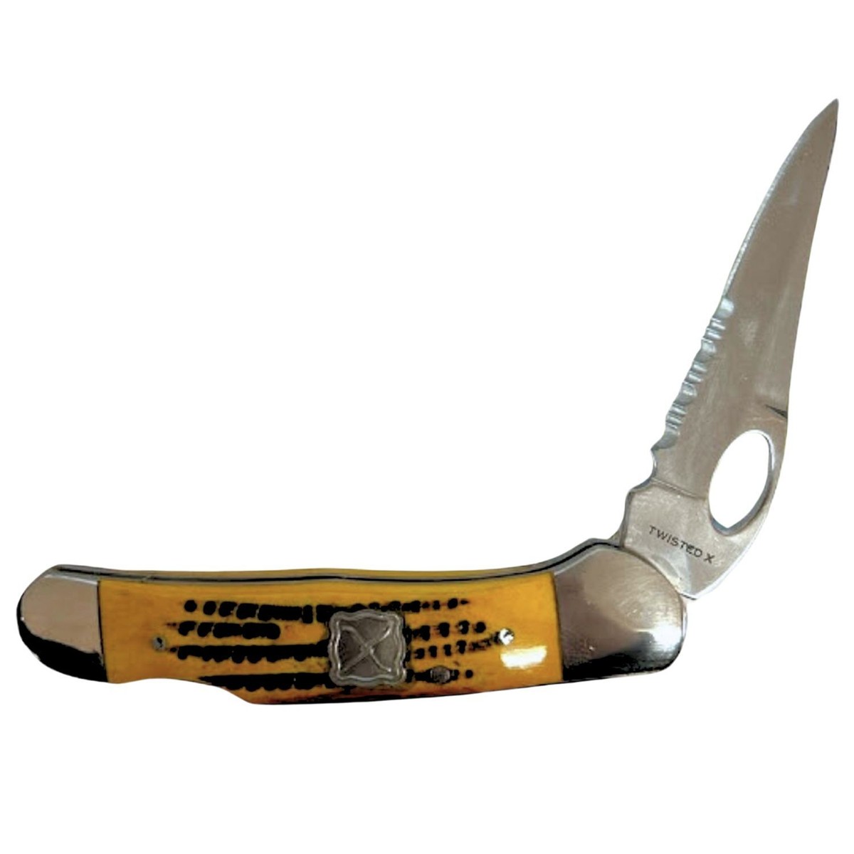 Twisted X Stainless Steel Serrated Blade Clip Knife, Amber Bone | eBay