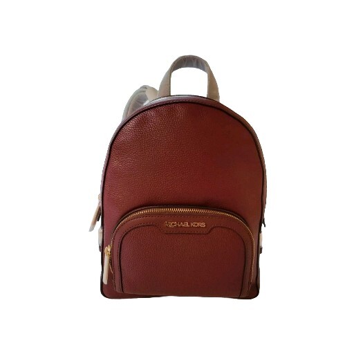 MICHAEL KORS JAYCEE MEDIUM ZIP PCKT BACKPACK GOLD HARDWARE LEATHER DARK CHERRY