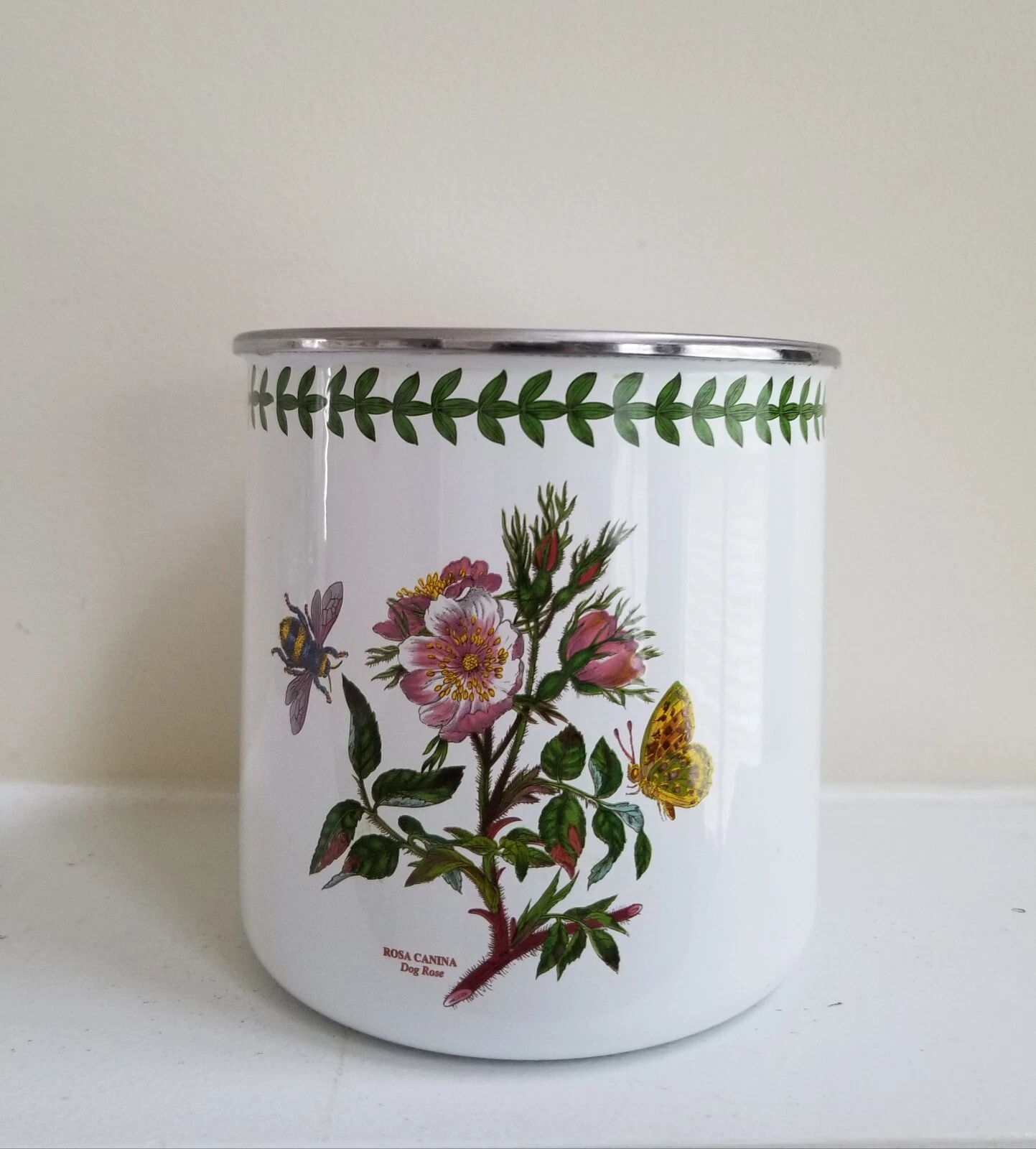 Vintage Portmeirion Botanic Garden Dog Rose Metal Storage Canister