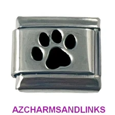 Black Paw Italian Charm Bracelet Link Compatible with all 9mm Charms #982