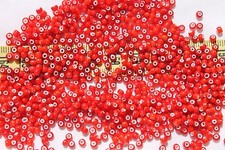 8/0 Antique Venetian Made In Italy Cherry White Heart Med. 2 Seed Beads/1oz
