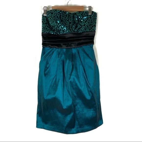 Ruby Rox Teal Sequin Strapless Homecoming Dress 9 - image 1