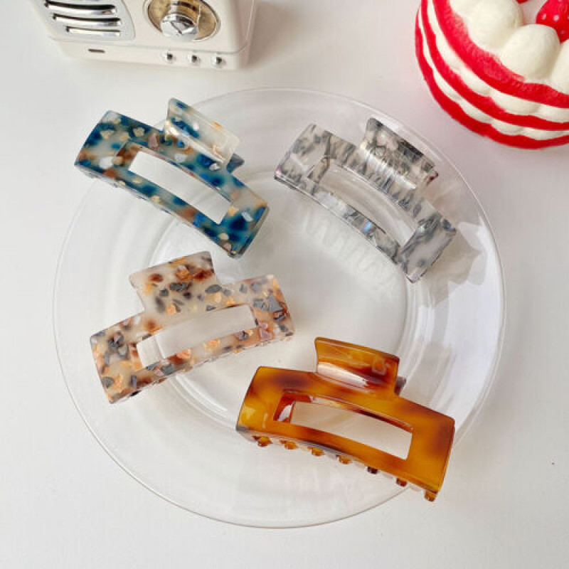 Womens Large Hair Claw Clips Rectangle Acrylic Marble Acetate Hairpin Crab Clamp image 4