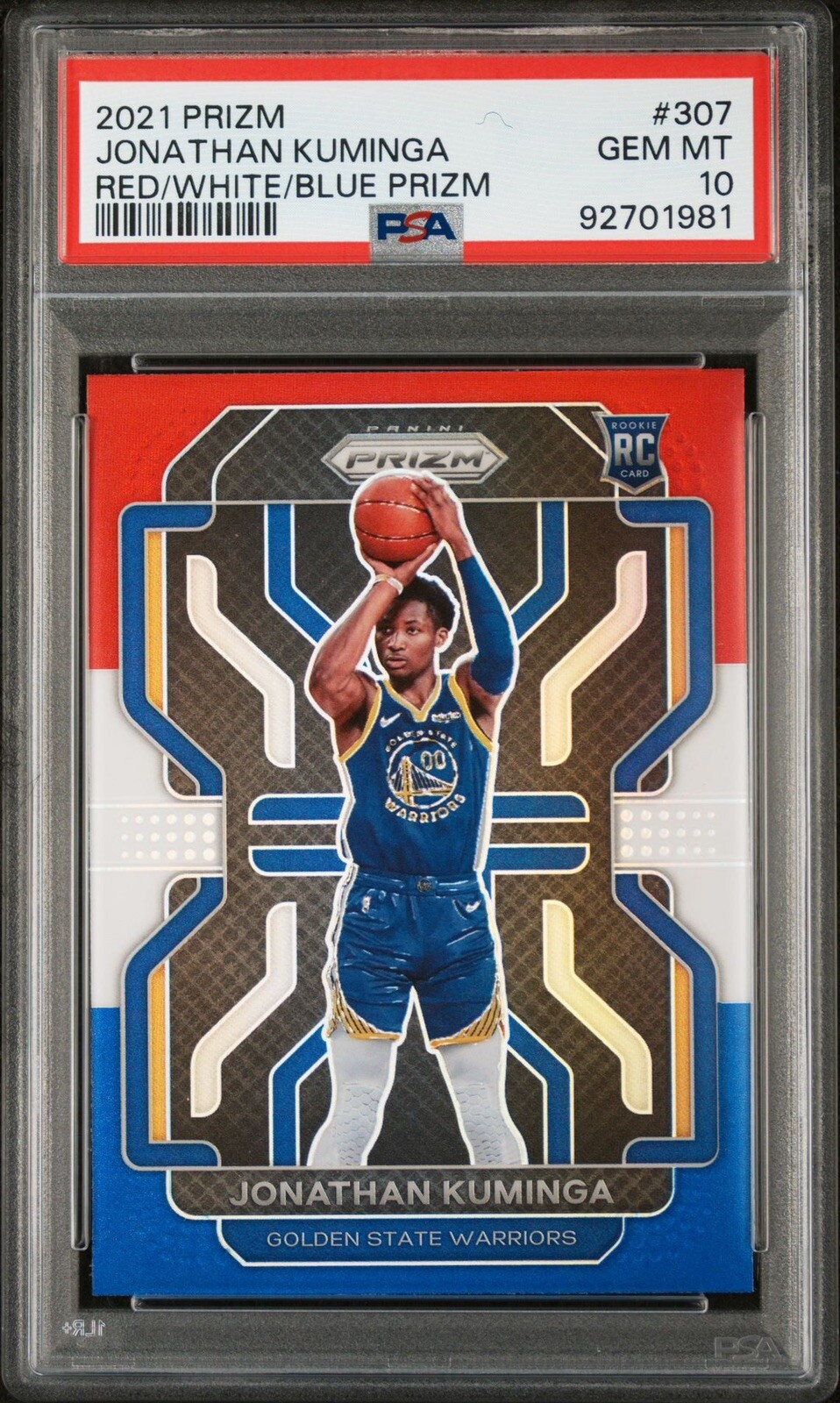 2021-22 Jonathan Kuminga Prizm Red White Blue Rookie RC #307 PSA 10 Gem Mint!!