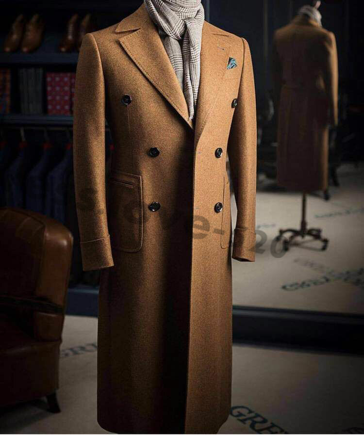 ジャケット・アウター Beaver Wool Double Breasted Overcoat Wool Beaver Double-Breasted Coat -#01BlackNavy