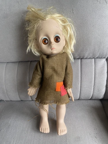 Vintage Sad Big Eye LITTLE MISS NO NAME DOLL 1965 Hasbro W/ Dress, No Tear