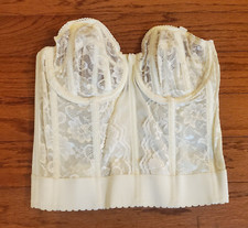 Vintage Goddess Bridal Corset Bustier Boned strapless Bra 34C Ivory Lace