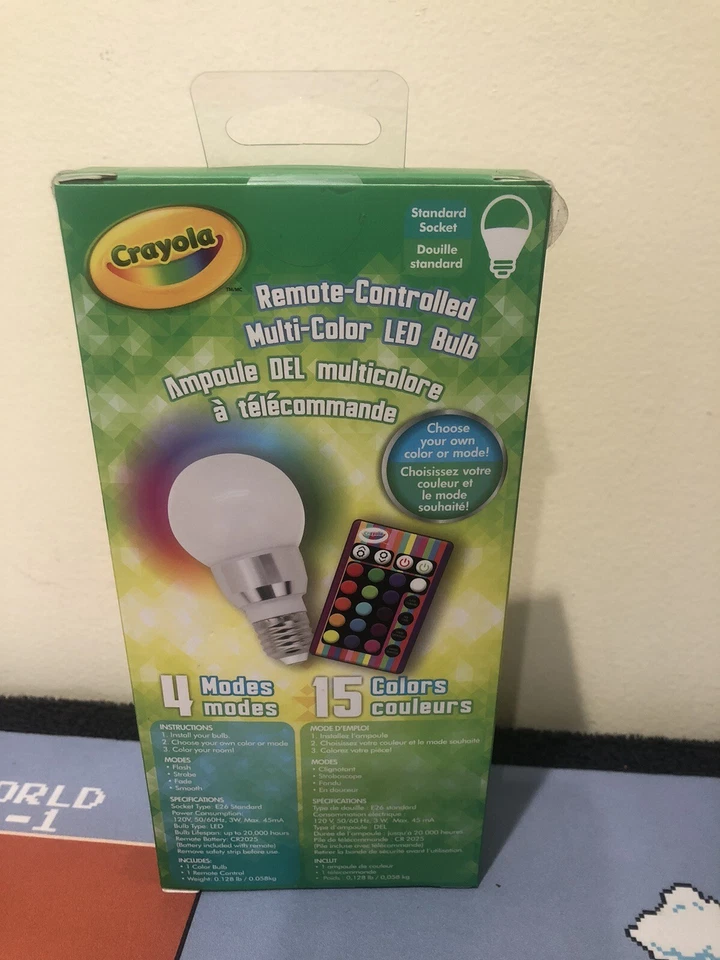 Crayola Remote Controlled Multi-Color LED Light Bulb 15 Colors Changing 4 Modes  - Image 3 of 4