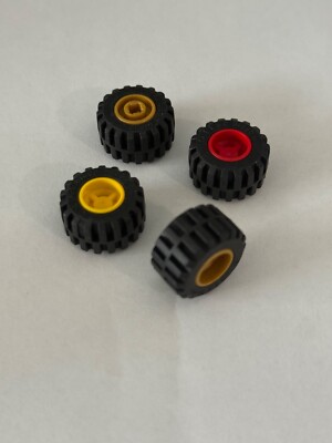 Lego Parts 6014bc05 Set of (4) Wheel 11mm D. x 12mm and Tire 21mm D. x 12mm