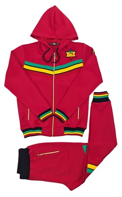 Time Is Money Rasta Stripe Mens Urban Streetwear Tracksuit Set Hoodie & Joggers