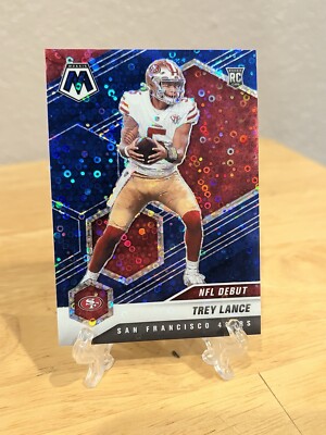 2021 Panini Mosaic Trey Lance NFL Debut Rookie Blue Disco Prizm 45/75