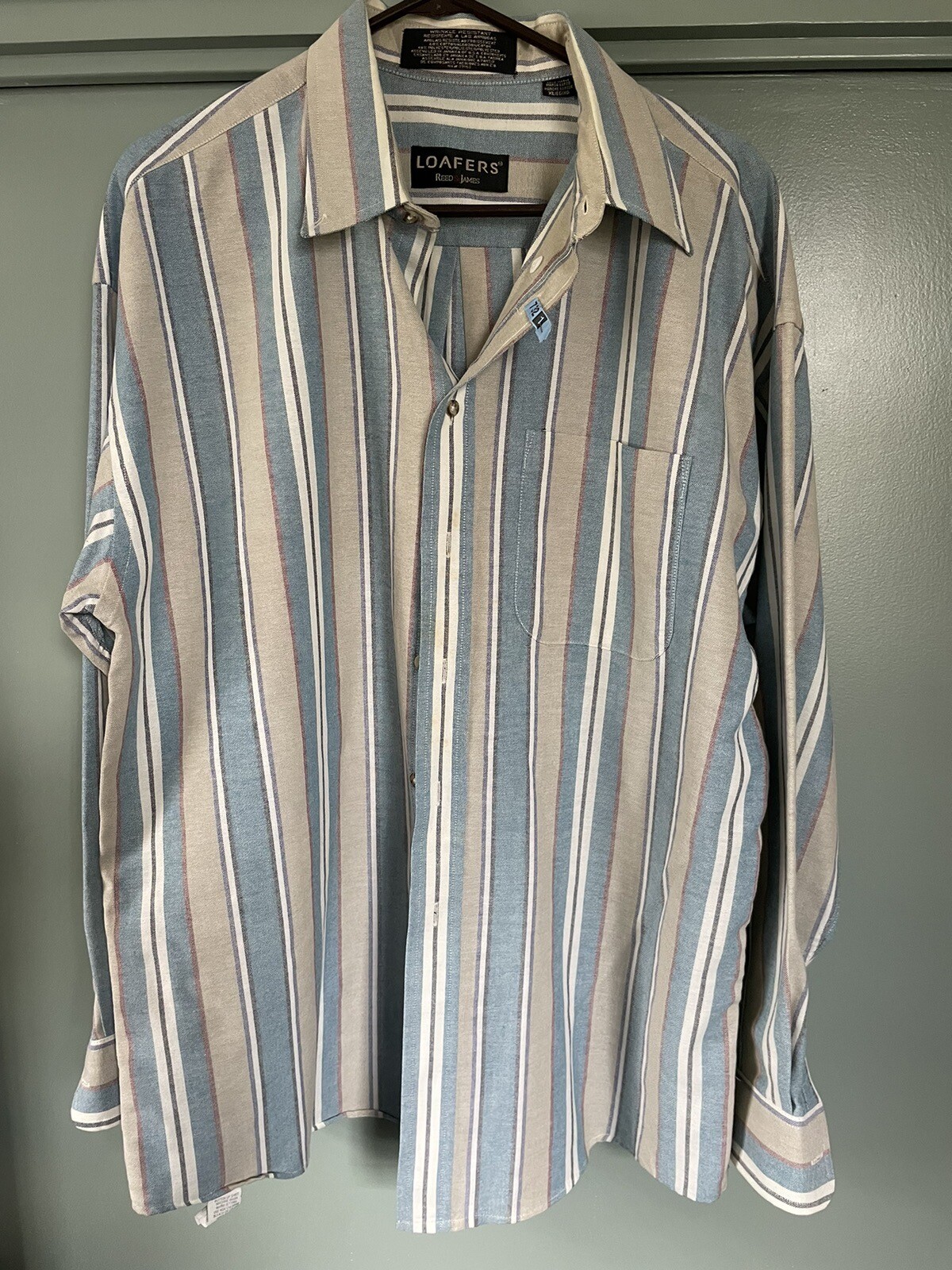 Saint James, Vintage Mens Shirt Loafers by Reed St James XL Striped Button Down Long Sleeve