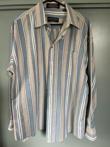 Saint James, Vintage Mens Shirt Loafers by Reed St James XL Striped Button Down Long Sleeve