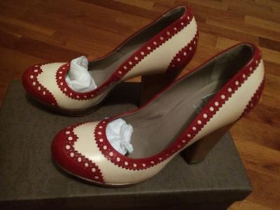 MOMA Pumps Eufrate Papavero beige rot Budapester Gr.37,5 Gr.4,5 Impressionen NEU