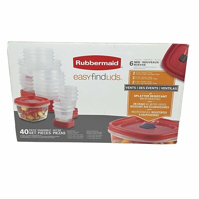 Rubbermaid 40 Piece Assorted Food Storage Container Set, 6 Vented Lids, FS 