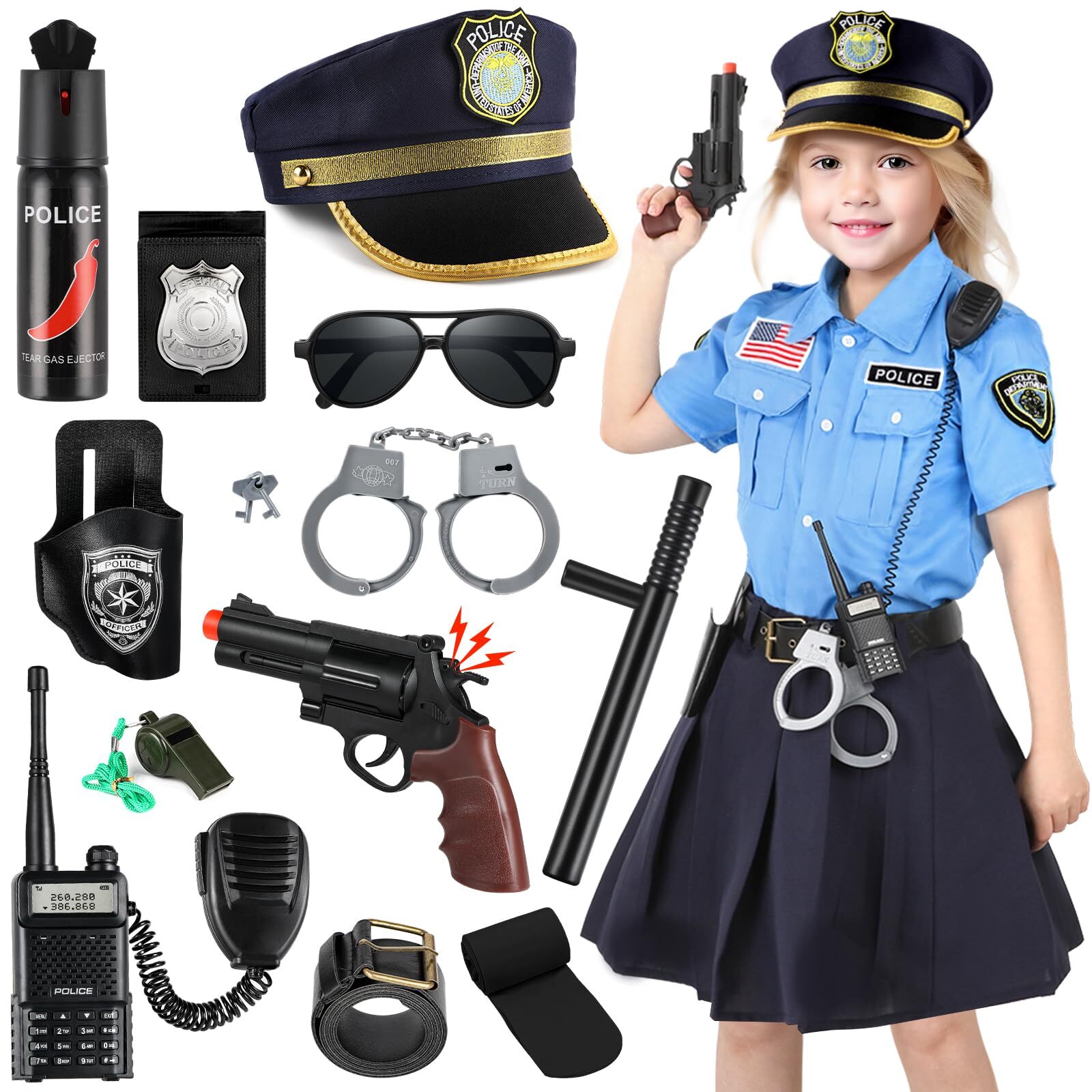 Loscola Police Officer Costume for Kids, Girls Police Costume for Kids, Hallo...