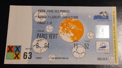 Ticket Original France-Croatie 1/2 Finale Coupe Du Monde 1998 (N°62) - FIFA World Cup