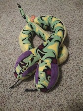 Long Double Headed Snake Plush 50 Vintage Looking Multicolor. A4