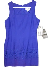 SL Fashions Women's Royal Blue Floral Sheath Dress Blue Size 8   MSRP 69.99