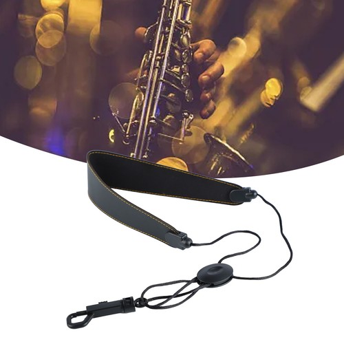 Saxophone Strap Leather Metal Hook Adjustable Length Comfortable Paded Unive GOF - Picture 10 of 12