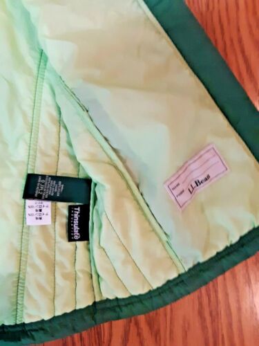 LL Bean Vest Youth large Green Quilted Thinsulate Full Zip Pockets Lightweight - Picture 5 of 6