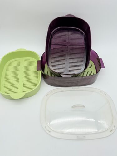 6 Piece Set Tupperware #4145 Oval Microwave Stack Cooker Steamer 10" X 7-1/2" - Picture 8 of 10