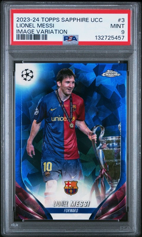 2023-24 Topps Chrome Sapphire UCC Lionel Messi Image Variation #CVS-3 PSA 9 MINT