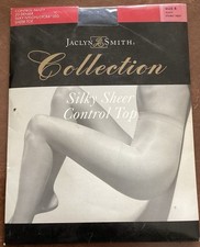 Jaclyn Smith Collection Navy Silky Sheer Control Top Pantyhose Size B Sheer Toe