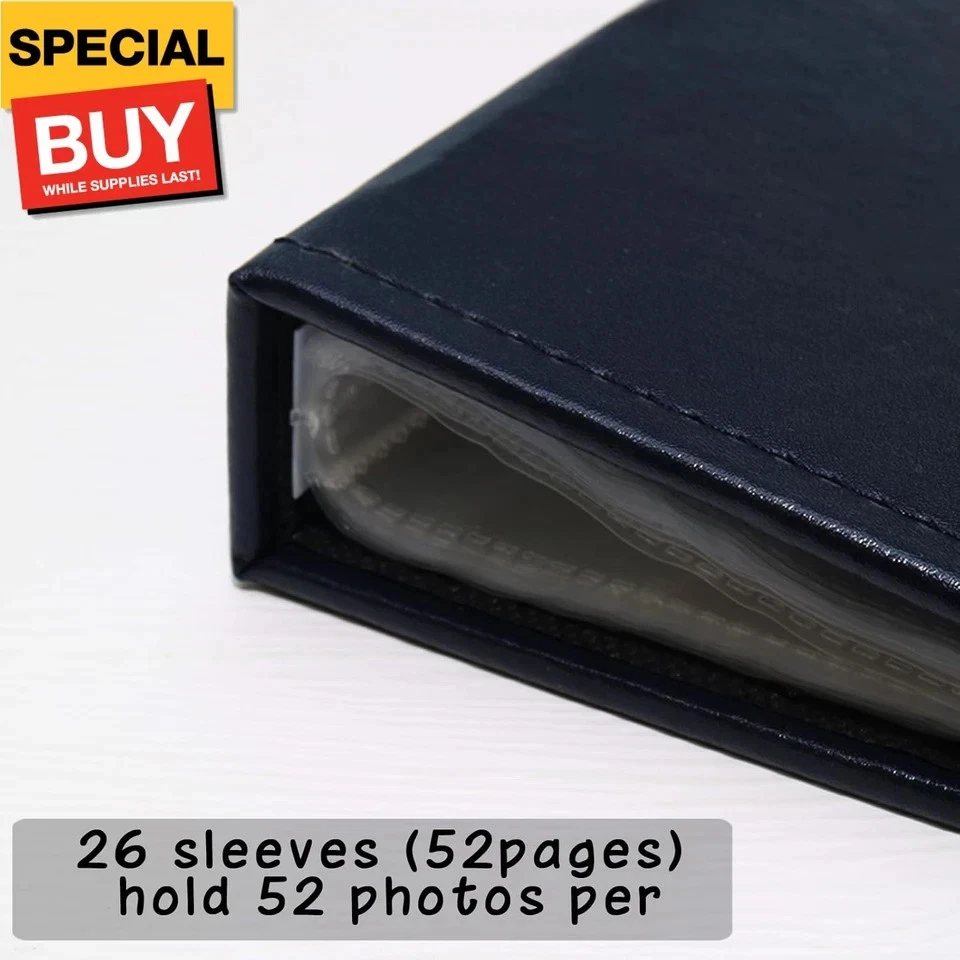 Álbum de fotos pequeño 5x7 52 bolsillos cubierta de cuero libro de fotos contiene fotos de 5x7 para Foto 2 de 4