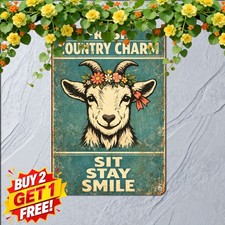 Funny Hello Sweet Cheeks Cow Tin Sign Farmhouse Bathroom Metal Plaque 8x12