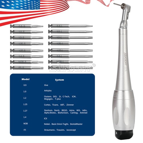 Dental Manual Implant Torque Wrench Handpiece & 16 Screw Drivers 2.35mm 2 Heads - Afbeelding 15 van 35
