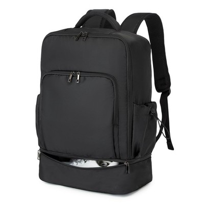 Black Lightweight Gym Backpack Waterproof Shoe Compartment Workout Training