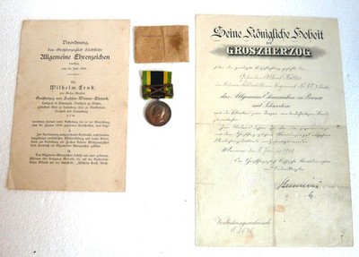 Großherzogtum Sachsen Weimar Eisenach Medaille m Schwertern 1914 + Urkunde orden