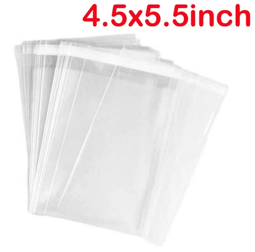 100PCS 4.5x5.5 inch Clear Automatic Sealing Flat Cello/Cellophane Bag Packagi... - Picture 2 of 6