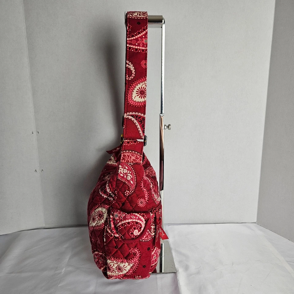 Bolso de Hombro Vera Bradley Rojo Paisley Acolchado Hobo Clásico Boho Chic Foto 4 de 4