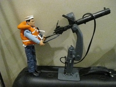 gi joe 1/6 scale anti aircraft gun with 2 sailor gi joes in lot never play with