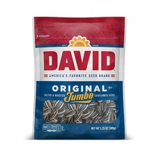 DAVID Roasted and Salted Jumbo Sunflower Seeds, Original Flavor, Pack of 12