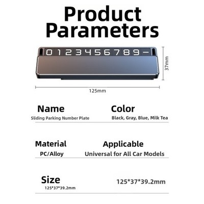 Car Parking Phone Number plate Temporary Parking License Plate Telephone Number