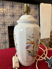 Two Aynsley Cottage Garden Ceramic Table Lamp Base Floral Butterfly White 14in