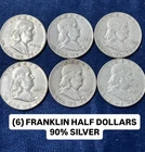 (6) FRANKLIN HALF DOLLARS | 1951-63 | 90% SILVER | LOT Z-34