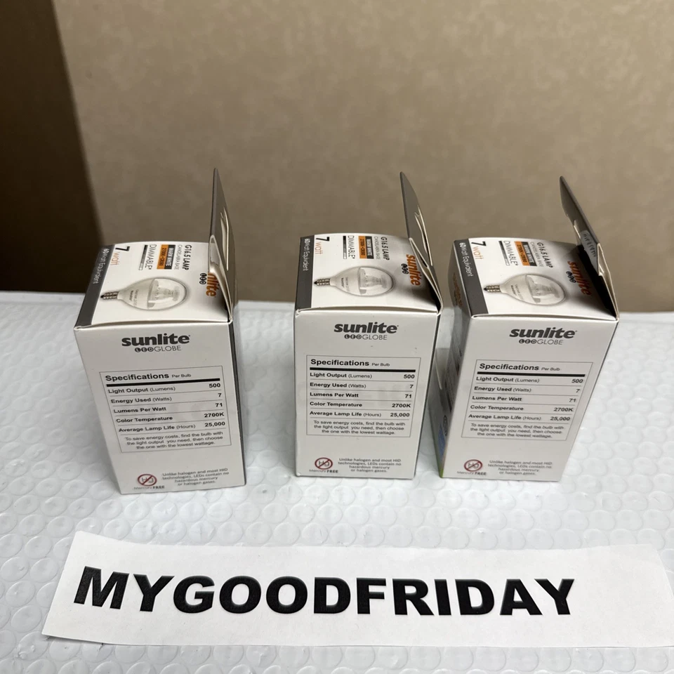 3 Pack Sunlite Dimmable Candelabra Lamps Clear Warm White LED 40 Watt G16.5 120V - Image 2 of 4