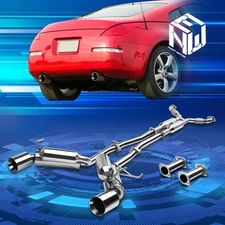 For 03-09 350Z Z33/G35 Dual 4.5" Muffler Rolled Tip SS Catback Exhaust System