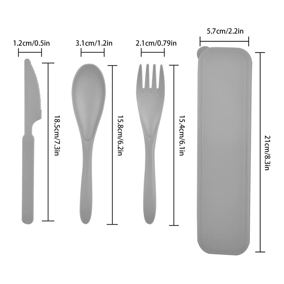 Reisebesteck Set mit Koffer tragbares Besteckset Wiederverwendbare Kunststoff... - Bild 2 von 4