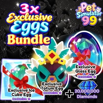 Ice Cube Egg + Totum Egg + Glass Egg + 20 Million Diamonds. PS99. Same Day