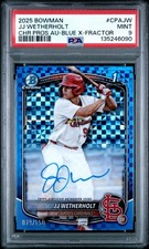 JJ WETHERHOLT - 2025 Bowman  Chrome Prospect Auto Blue X-Fractor  /150 - PSA 9