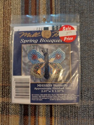 New 2000 Kit Mill Hill Glass Counted Bead MHSB59 Spring Bouquet Butterfly 
