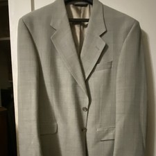 Paul Dione Executive Gray Plaid Wool Tweed Su...
