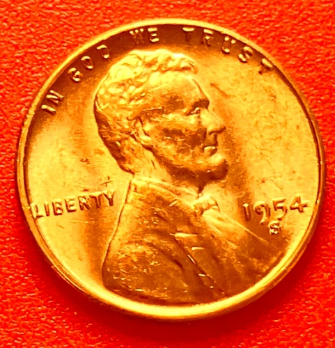 1954-S Lincoln Wheat Cent Penny GEM RED BU From an Original Bank Roll