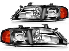 Pair Headlights Assembly Fits Nissan Sentra 2000-2003 Left Right Black Housing